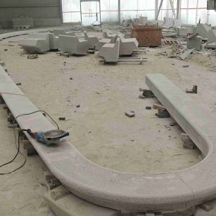 吐鲁番 芝麻白花岗岩弧形花坛石，坐凳石