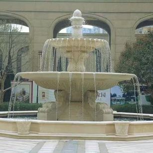 吐鲁番 黄金麻花岗岩异型加工——户外庭院石雕流水喷泉