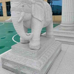 吐鲁番 白麻花岗岩动物异形石雕-大象