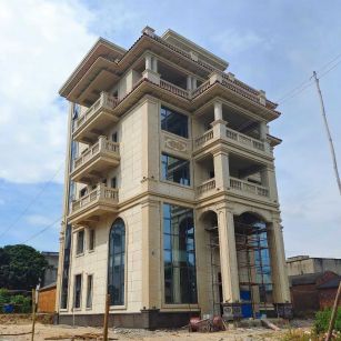 吐鲁番 黄金麻花岗岩石材别墅外墙干挂搭配（雕花栏杆花瓶柱门楼罗马柱）