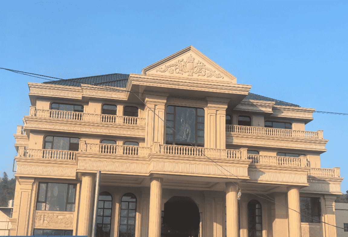 吐鲁番黄金麻别墅外墙干挂石材效果示例